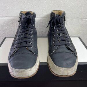 John Varvatos Star USA Side Zip Ankle Boot Black Leather Lace up Men's 10 M